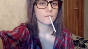 nerdy teen smokes (mindblowing eyecontact)