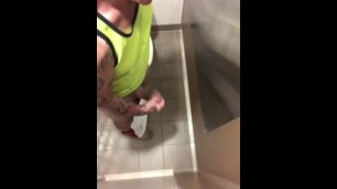Caught tattooed daddy jerking in public toilets 2