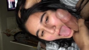 Teen Deepthroating and Choking on a Huge Cock