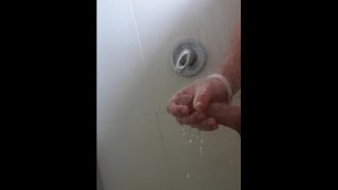 Nice size cock cumming in the shower