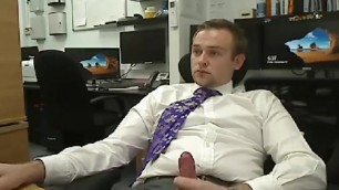 Guy cum at work