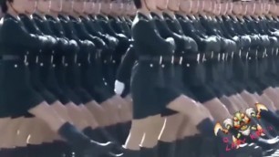 Sexy REAL Asian Army marching soldier girls in sexy boots!