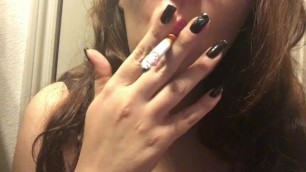 Sexy Brunette Teen Smoking in Corset - Cork Tip 100 - Long Brown Hair Hot