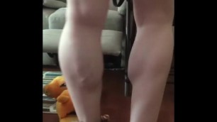 muscled legs girl flexing and dancing