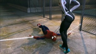 Gwen facesitting Spider-man and headscissors