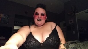 Cute Goth BBW Sucks A Glass Toy and Plays With Her Huge Tits