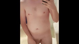 Solo male masturbation, Making a mess in the bathroom