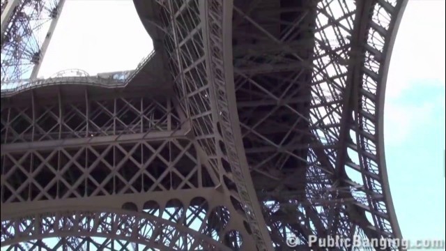 Under the Eiffel Tower in Paris France, extreme public sex risky threesome orgy