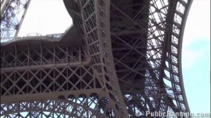 Under the Eiffel Tower in Paris France, extreme public sex risky threesome orgy