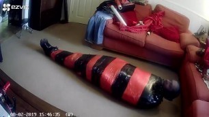 Mummified tight in pallet wrap escape challenge 1