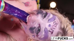 Leya takes her aggressions out on her pussy