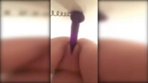 Hot nurse girlfriend uses dildo in shower to fuck herself from behind