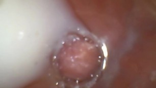 Sexy internal camera, wet pussy juice, inside vagina (homemade endoscope!)