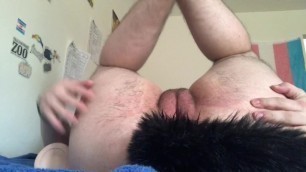little ftm kitten with tail squirting and dirty talking for daddy