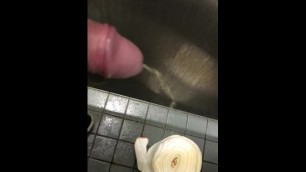 Pissing in the public toilet as I found a textile hand paper roll
