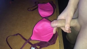 Cumming on a bra I found in the school laundry room 1