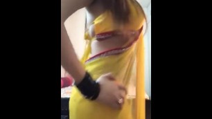 Hot & Sexy Indian Girl's Dance in Yellow Saree