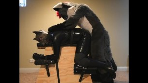 ADarkMartini breeds a rubber pup 3x on the fuckbench