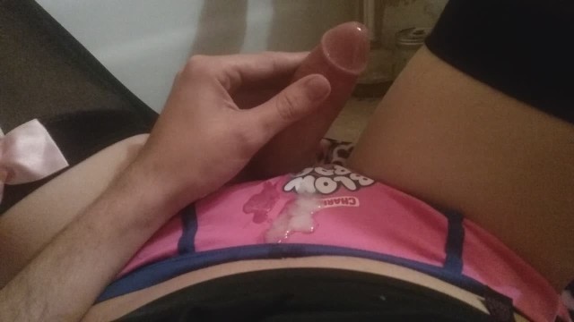 Sissy Slut Blows Her Pop and Cums in Pink Panties and Stockings