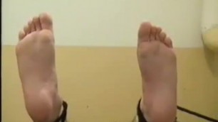 Feet whipped by two girls , falaka, bastinado