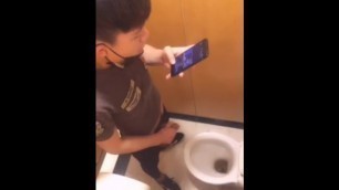 chinese cute waiter jerk off spycam